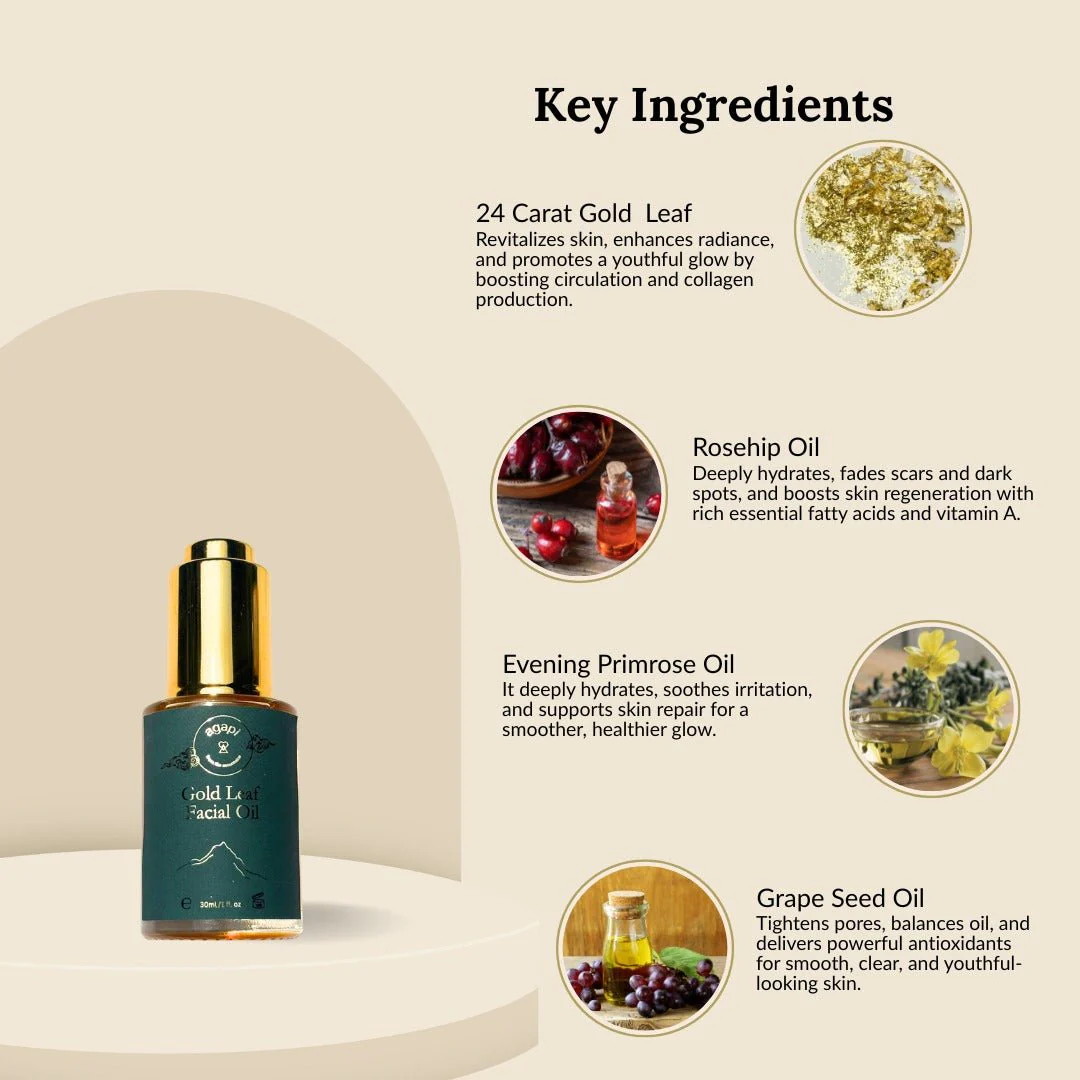 Gold Leaf Facial Oil- 30ml - Image 3
