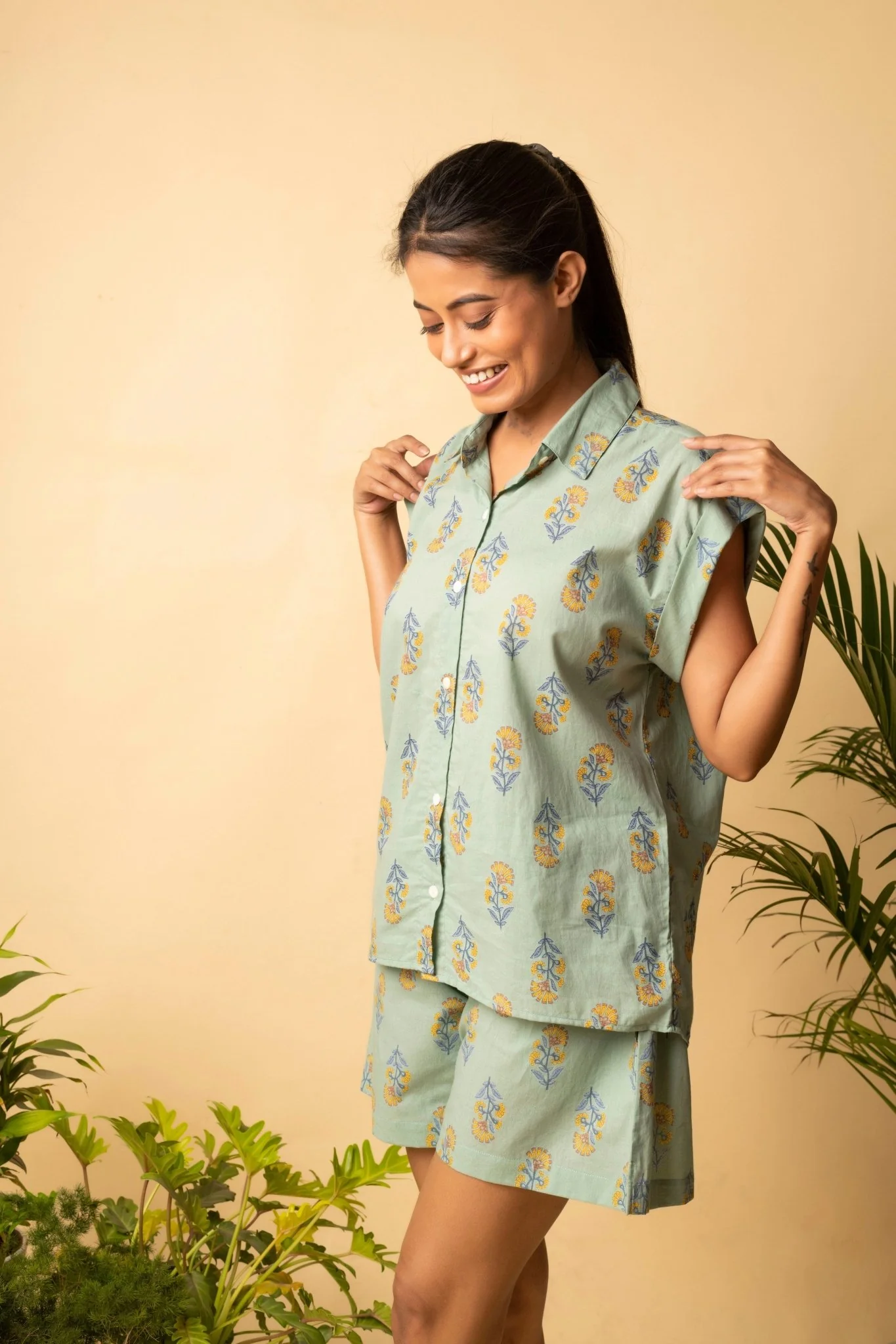 Floral Loungewear Set | Soft Cotton Lounge Wear Shorts & Top - Image 5