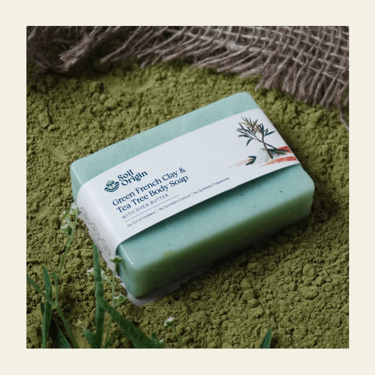 Green French Clay & Tea Tree Soap | Shea Butter | No SLS | 100g - Image 6