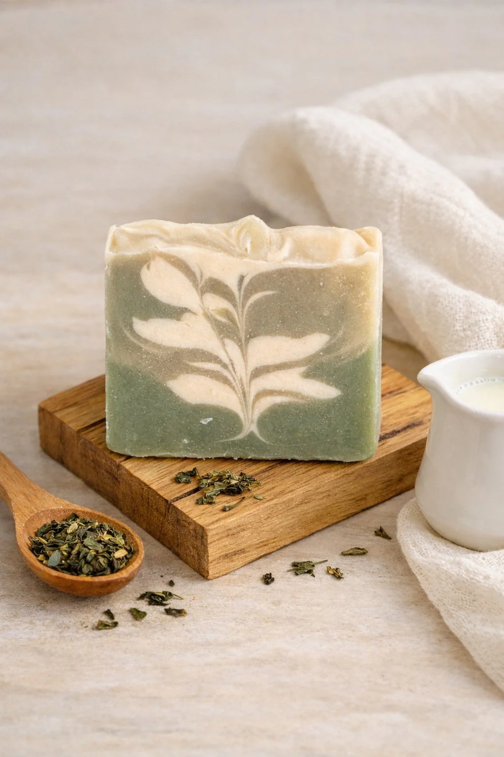 Green Tea & Goat Milk Bath Soap Bar | Gentle Cleanse | 120g - Image 2