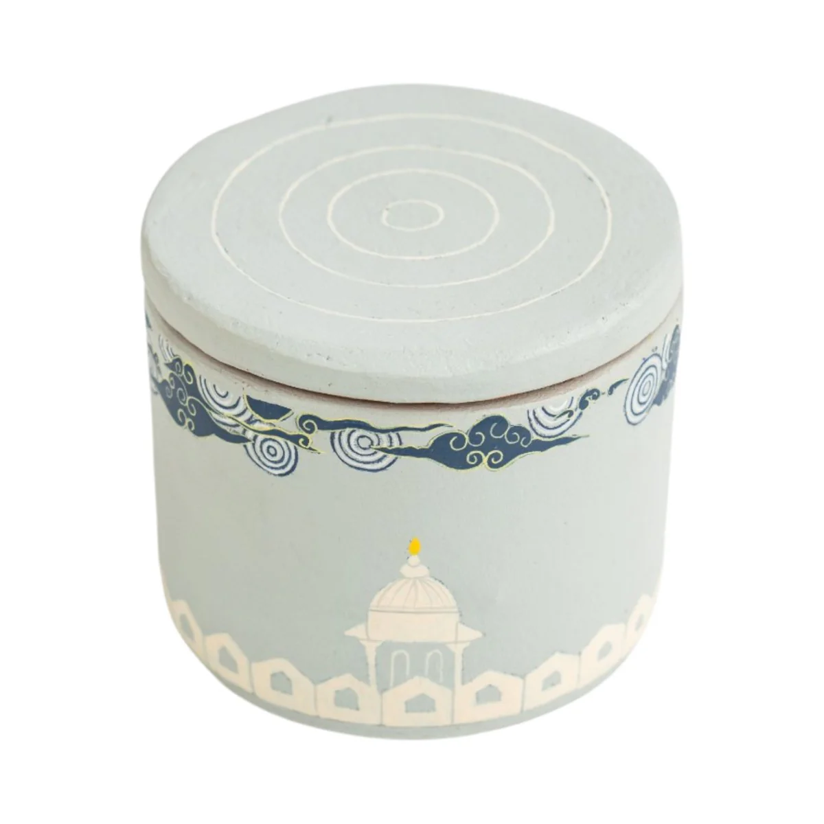 Hand Painted Terracotta Candle with Lid - Image 3