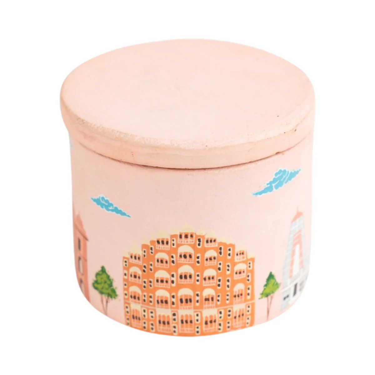 Hand Painted Terracotta Candle with Lid - Image 2