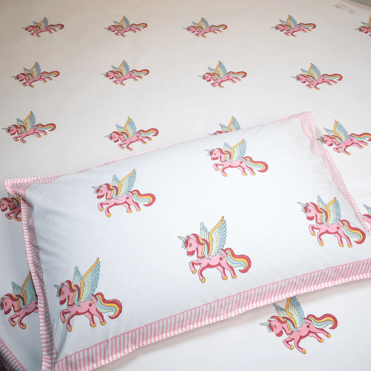 Handblock Cotton Bedsheet for Kids – 60x90 – Unicorn Design - Image 4