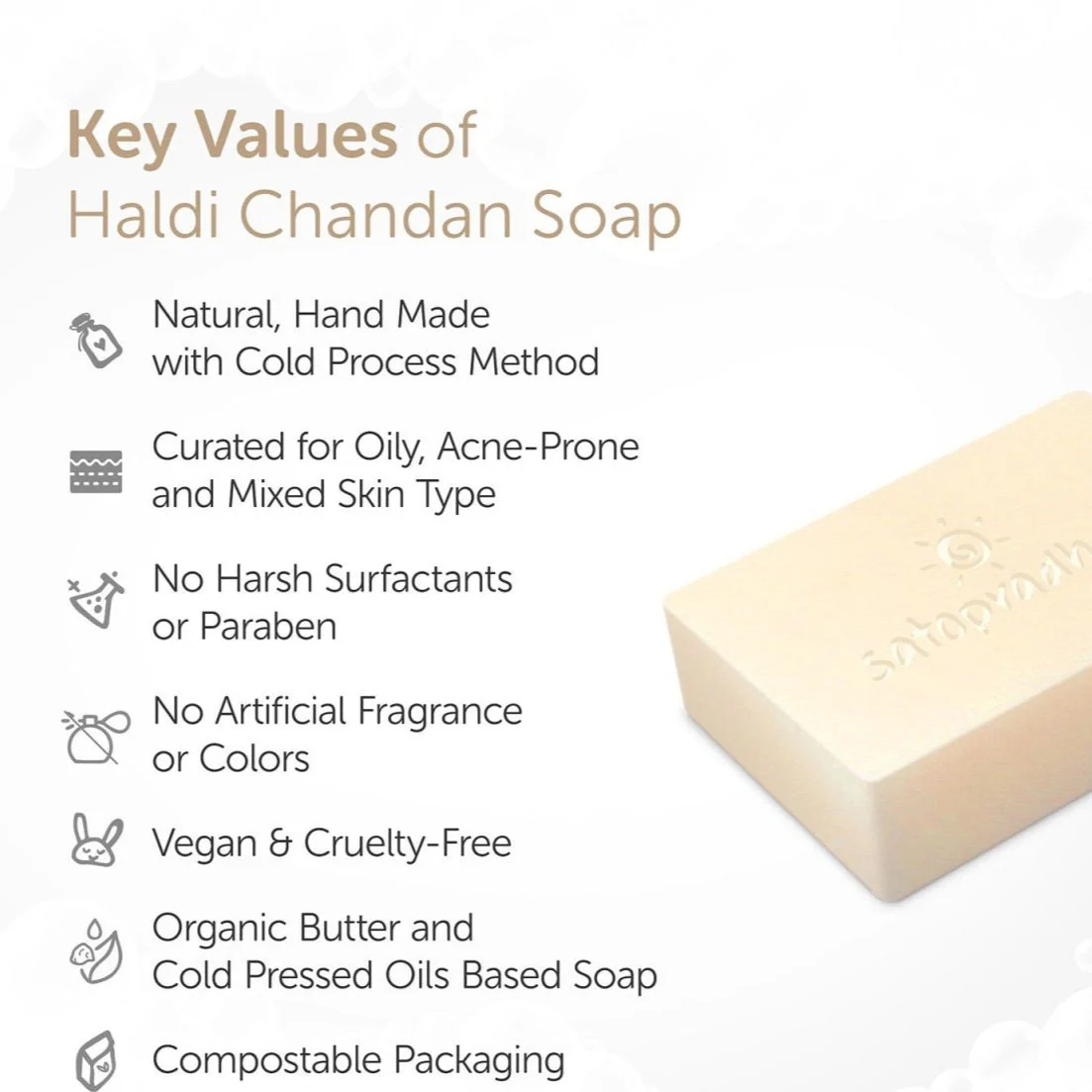 Handcrafted Anti-Ageing Haldi Chandan Soap- 80g - Image 2