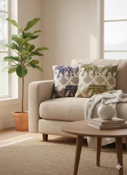 Handcrafted Cushion Covers | Upcycled Cloth Textures