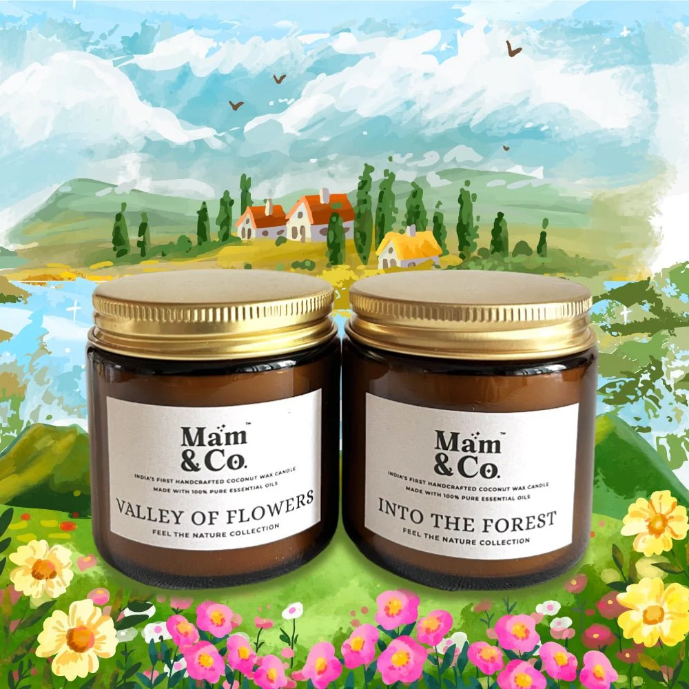 Handcrafted Coconut Wax Candles- Set of 2 Floral + Woody