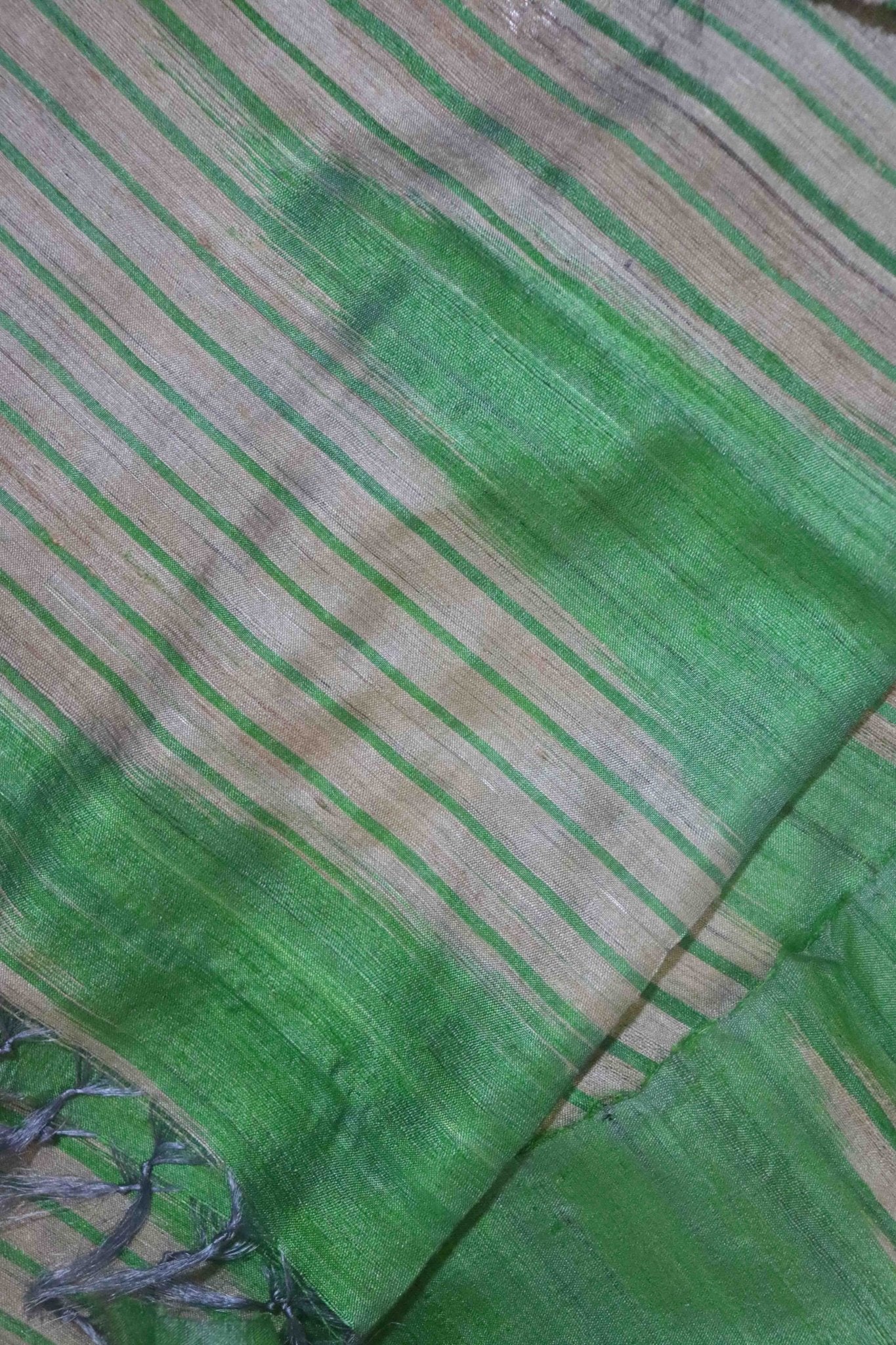 Green Handcrafted Tassar Silk Stole | Elegant Fashion Accessory - Image 3