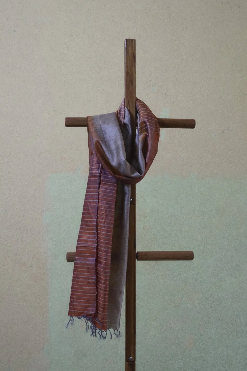 Orange Handcrafted Tassar Silk Stole | Elegant Fashion Accessory
