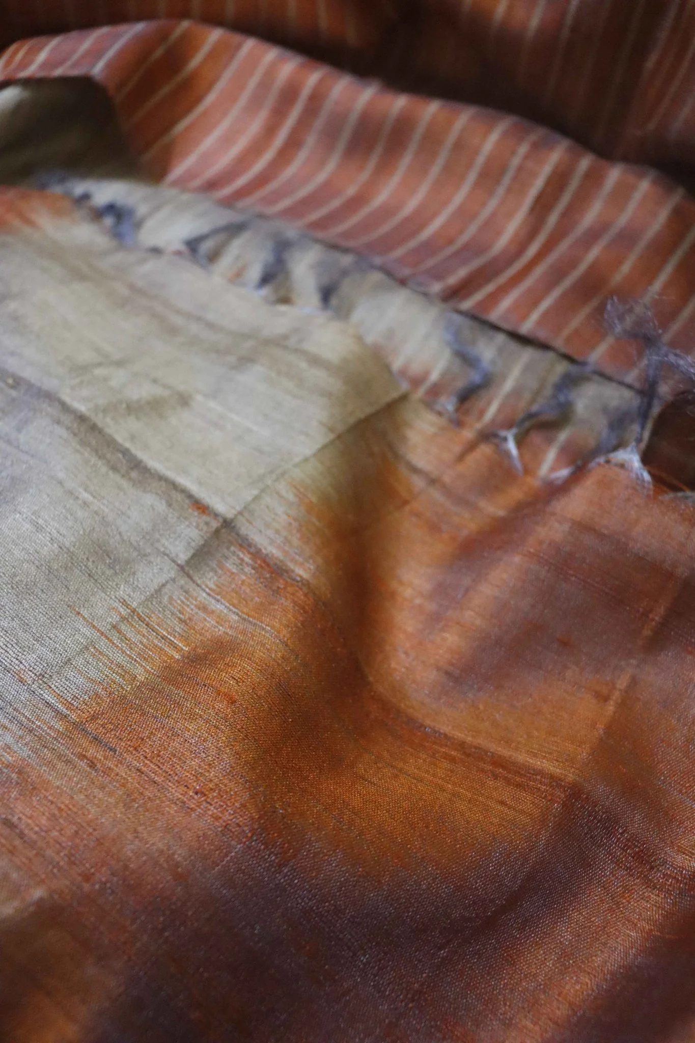 Orange Handcrafted Tassar Silk Stole | Elegant Fashion Accessory - Image 3