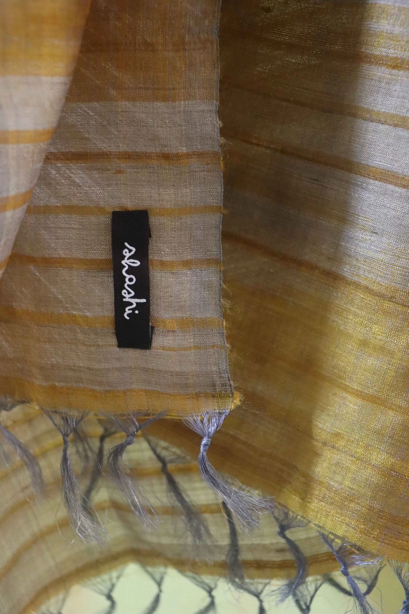 Golden Yellow Handcrafted Tassar Silk Stole| Elegant Fashion Accessory - Image 2
