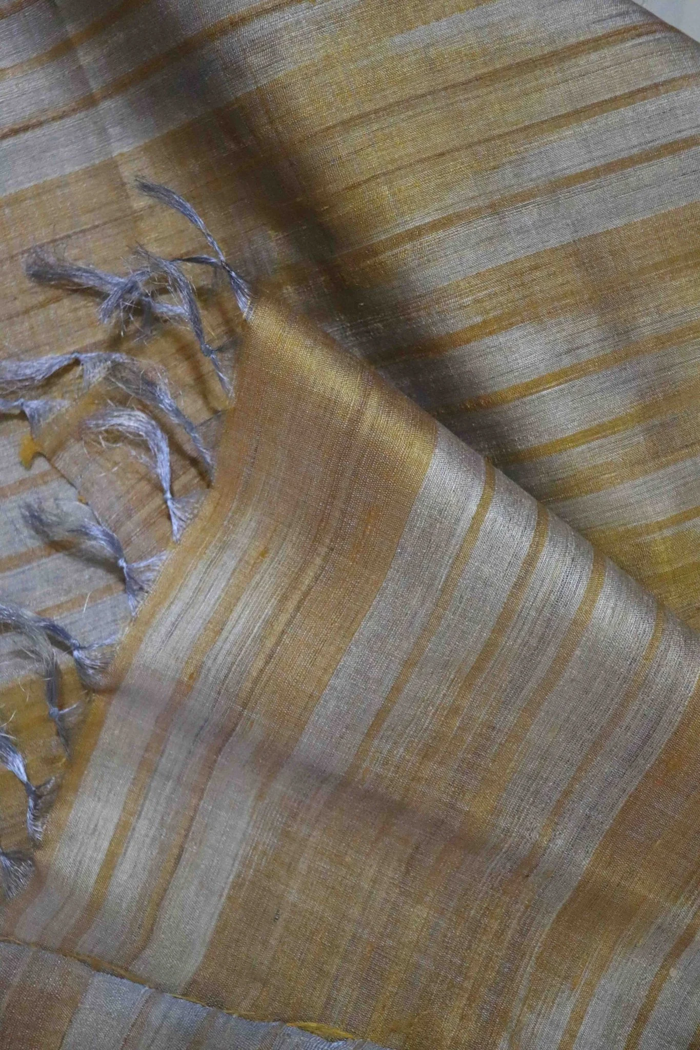 Golden Yellow Handcrafted Tassar Silk Stole| Elegant Fashion Accessory - Image 3