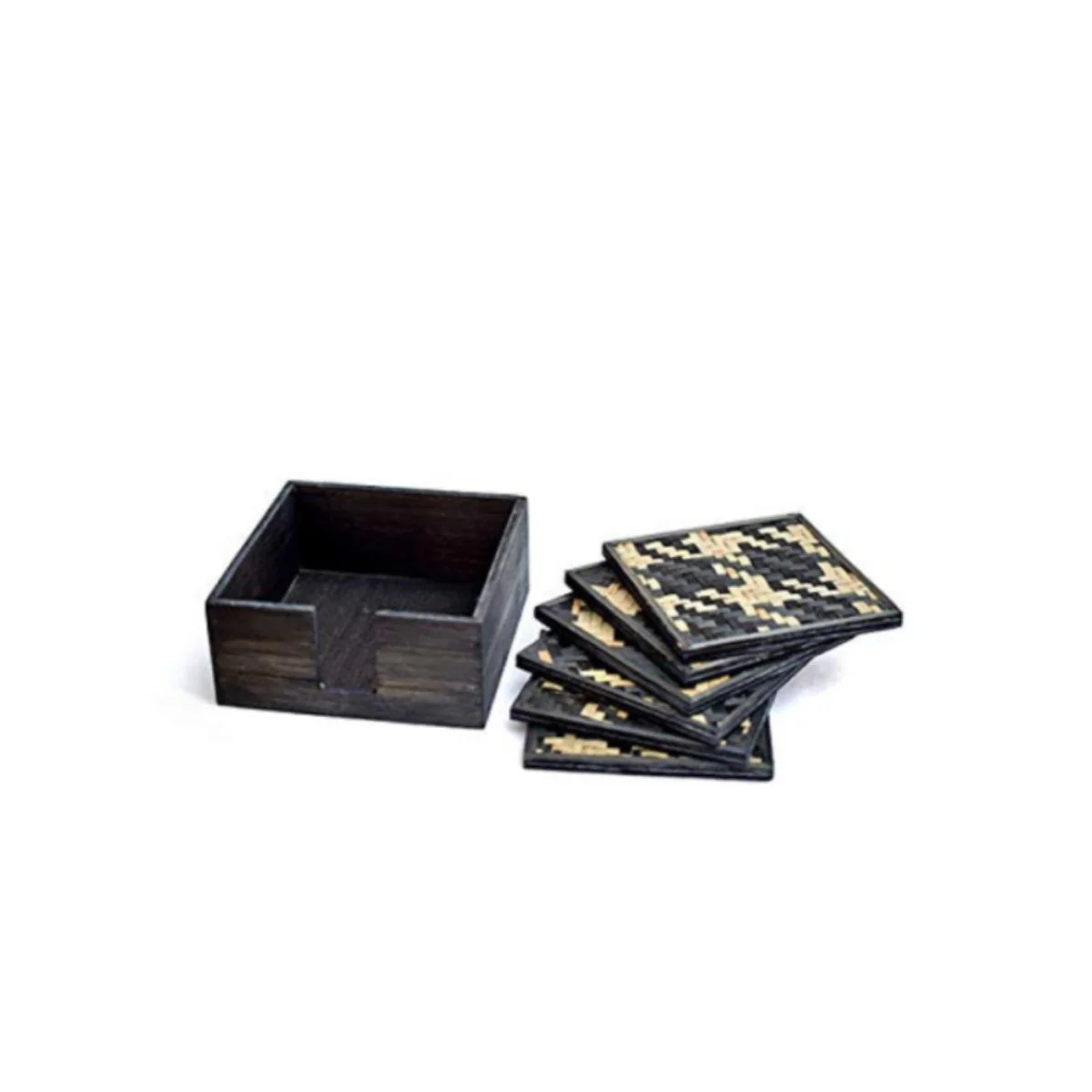 Handmade Bamboo Coasters - Black - Image 3