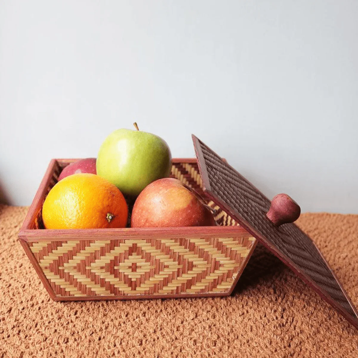Handmade Bamboo Fruit Basket With Lid