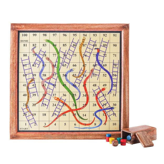 Handmade Wooden 2 in 1 Ludo Magnetic Snakes and Ladders Board Game - Image 3