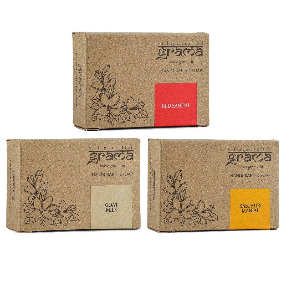 Handmade Goat Milk, Red Sandal & Kasturi Manjal Soap Combo
