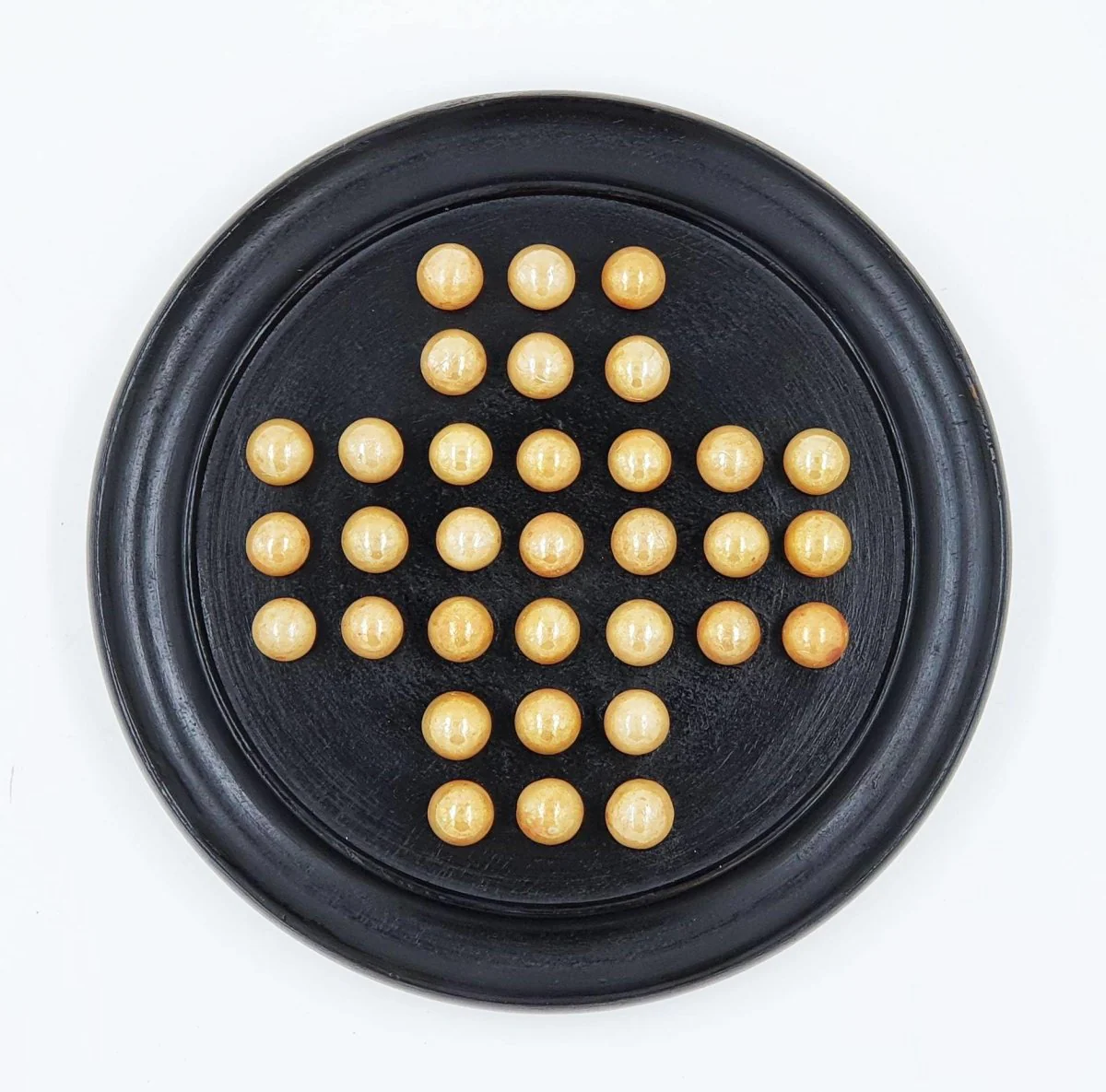 Handmade Indian Wooden Glass and Marble Solitaire Board Game - Image 3