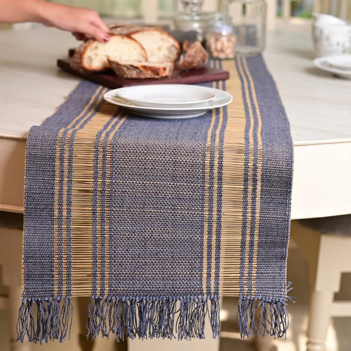 Handmade Madurkathi Table Runner | Sustainable Dining Décor - Image 3