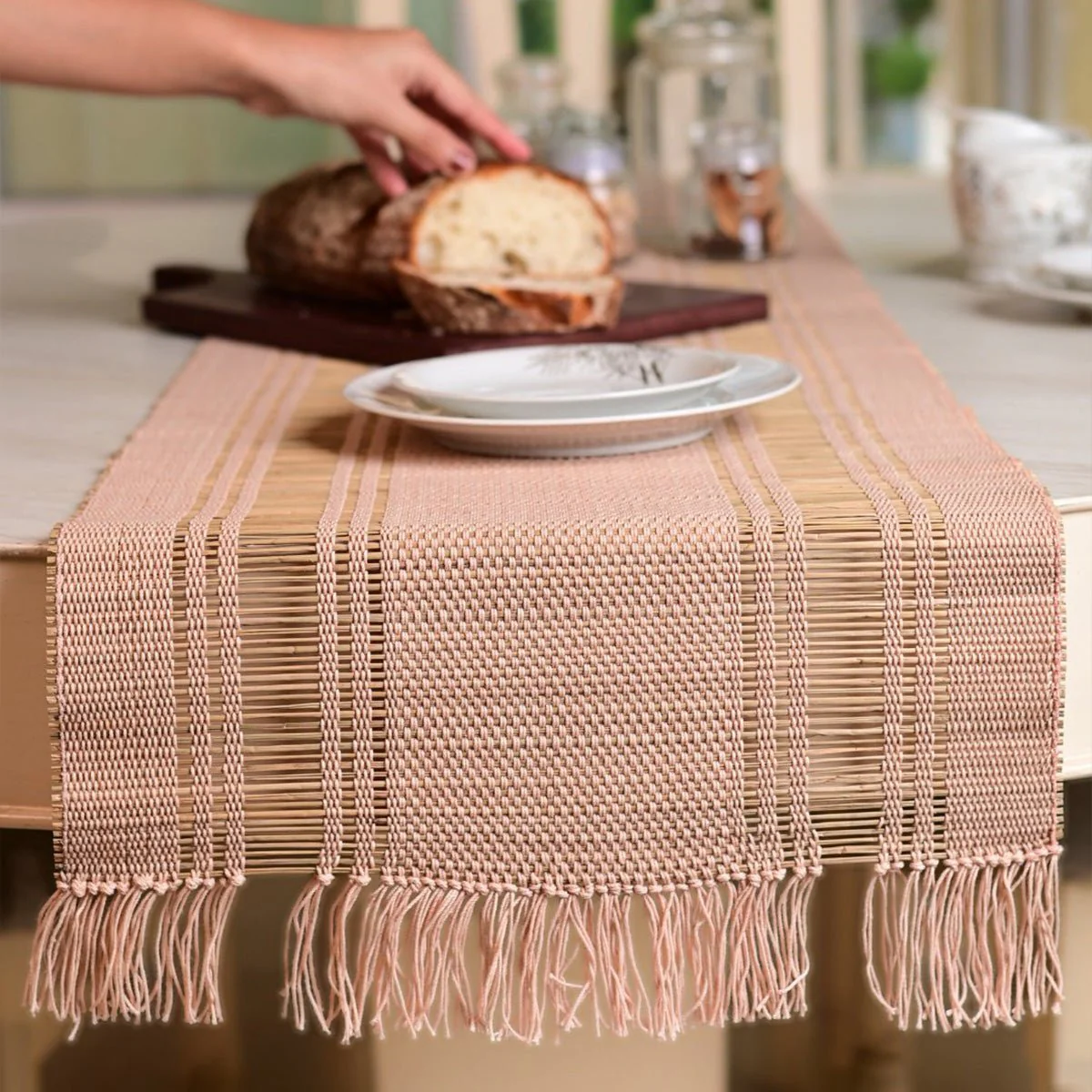 Handmade Madurkathi Table Runner | Sustainable Dining Décor - Image 6