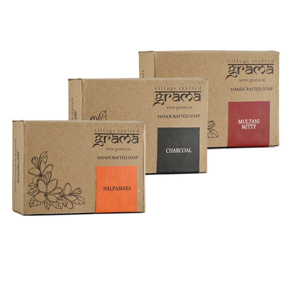 Handmade Nalpamara, Charcoal & Multani Mitti Soap Combo