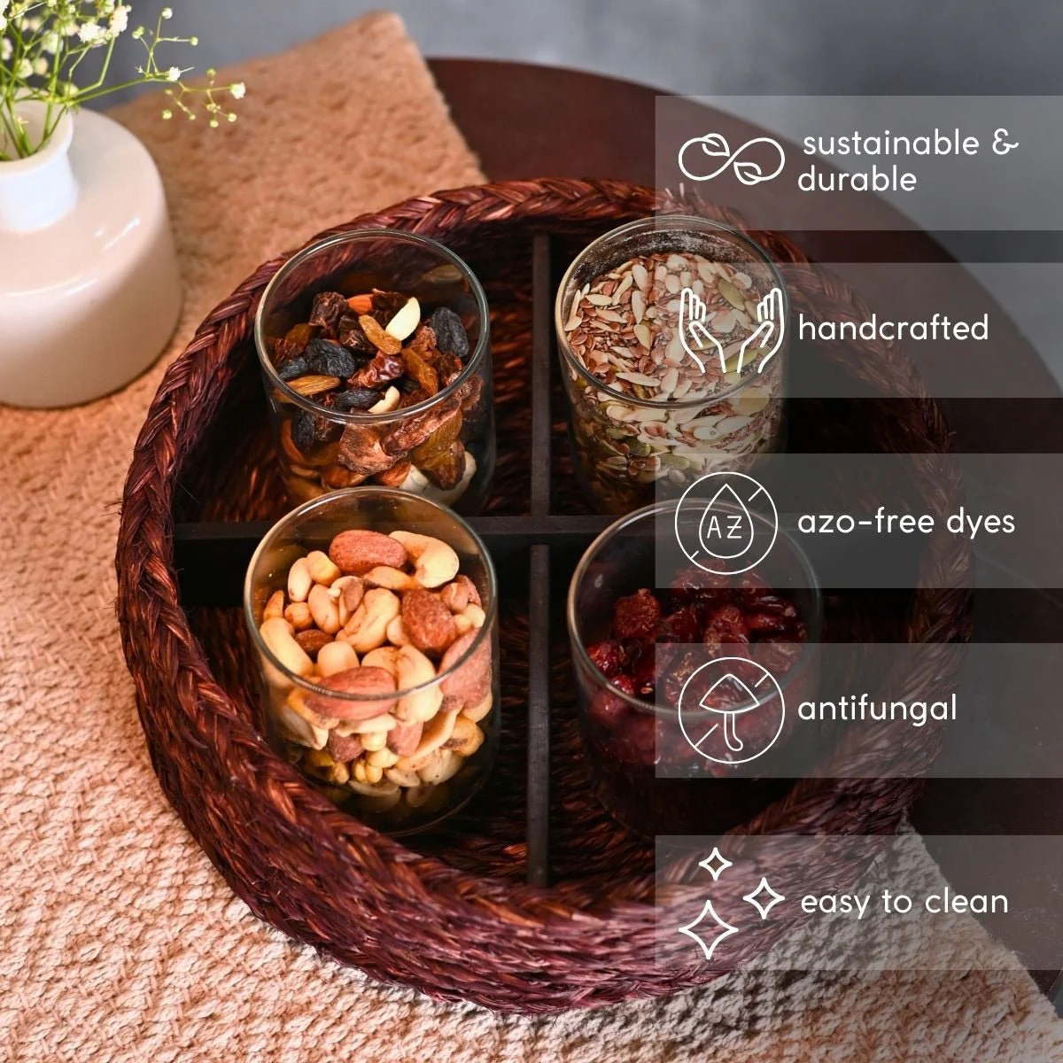 Handmade Sabai Grass Jewellery Box - Brown - Image 4