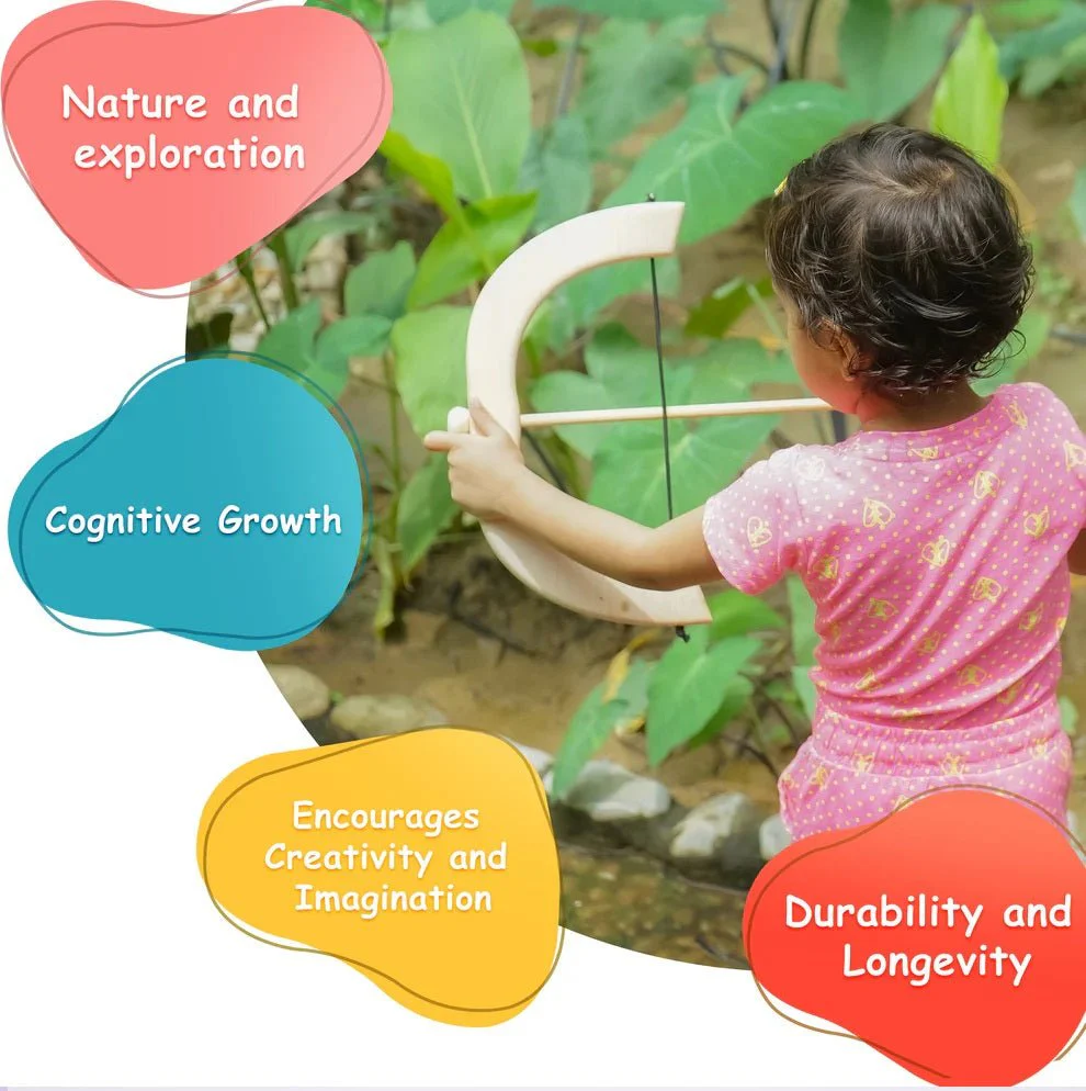 Handmade Wooden Bow & Arrow Set – Pom-Pom Arrows for Kids - Image 2