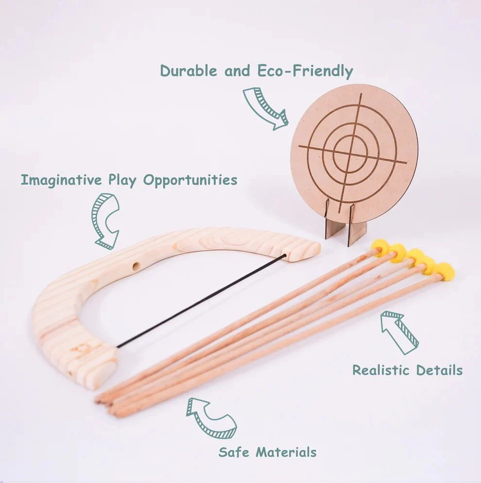 Handmade Wooden Bow & Arrow Set – Pom-Pom Arrows for Kids - Image 5