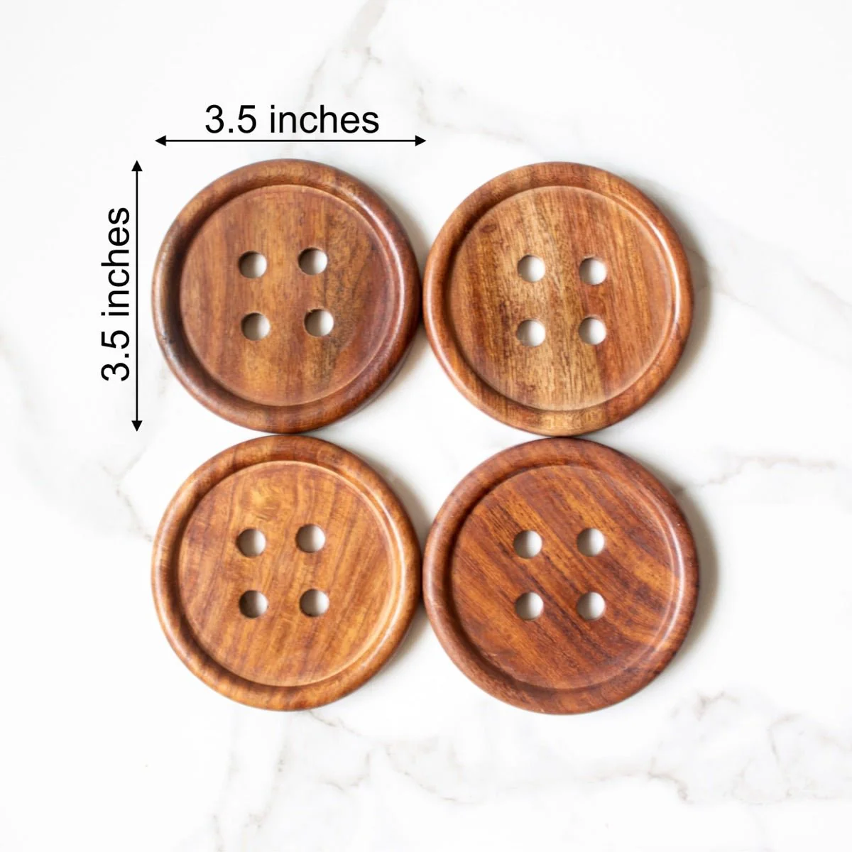 Handmade Wooden Button Coasters (Set of 4) - Image 4