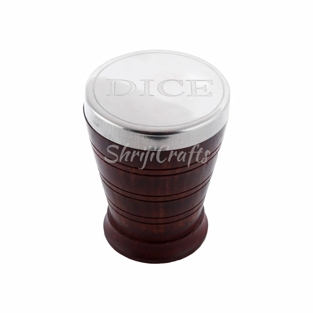 Handcrafted Set of 5 Wooden Gaming Dice with Storage Cup and Brass LID - Image 3