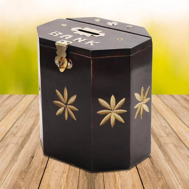 Handmade Wooden Piggy Bank for Kids and Adults