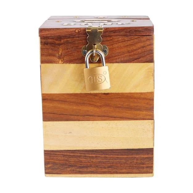 Handmade Vintage Wooden Piggy Bank for Kids and Adults - Image 6
