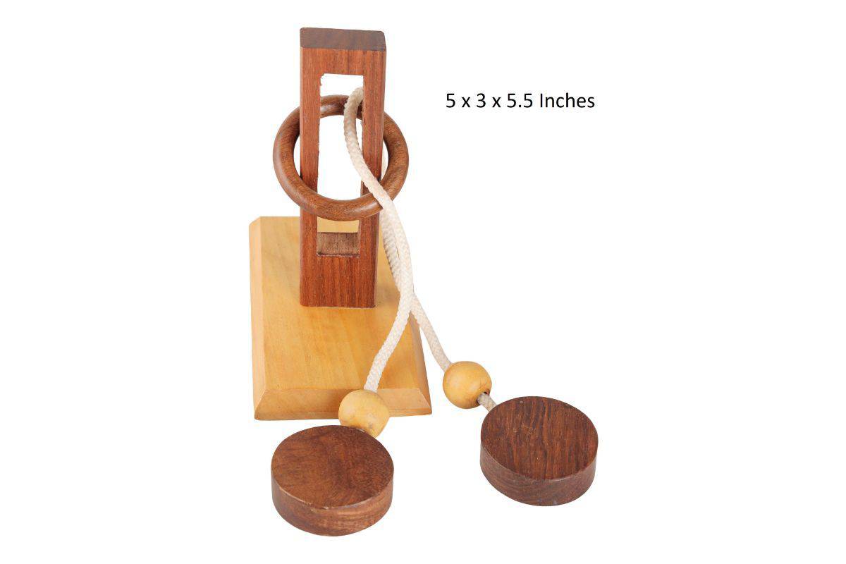 Handmade Wooden Rope and Ring Organic 3D Brain Teaser Puzzle - Image 5