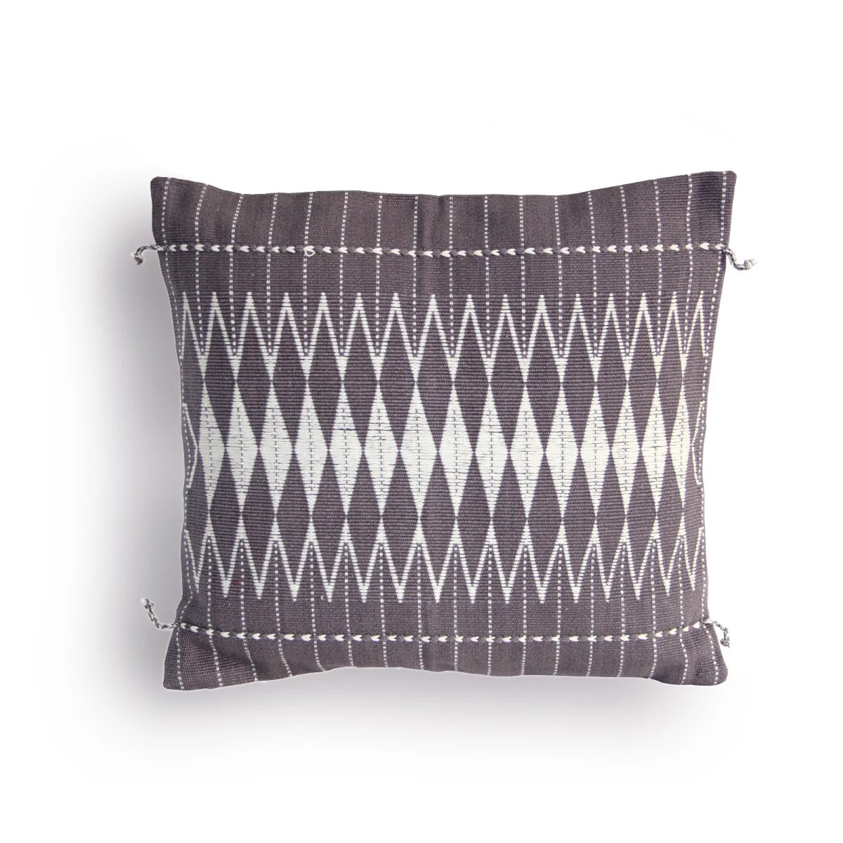 Handwoven Cotton Andean Grey & White Tribal Cushion Cover - Image 4
