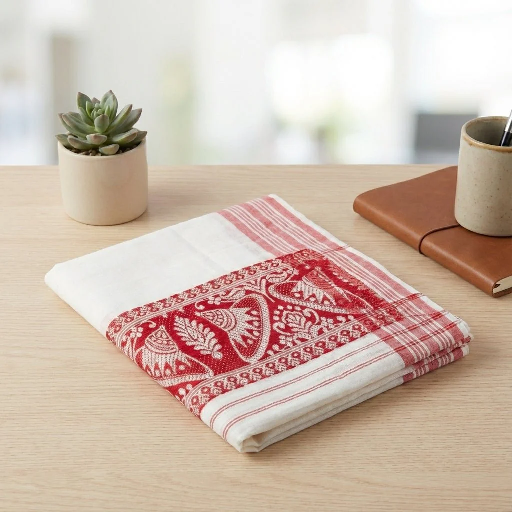 Handwoven Assamese Cotton Gamcha Traditional Multi-Purpose Cloth