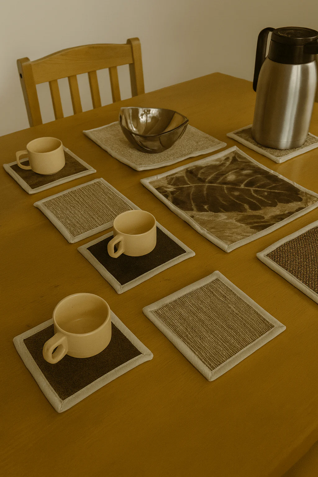 Upcycled Cloth Handwoven Coasters – Set of 8 | Natural Table Essential - Image 2