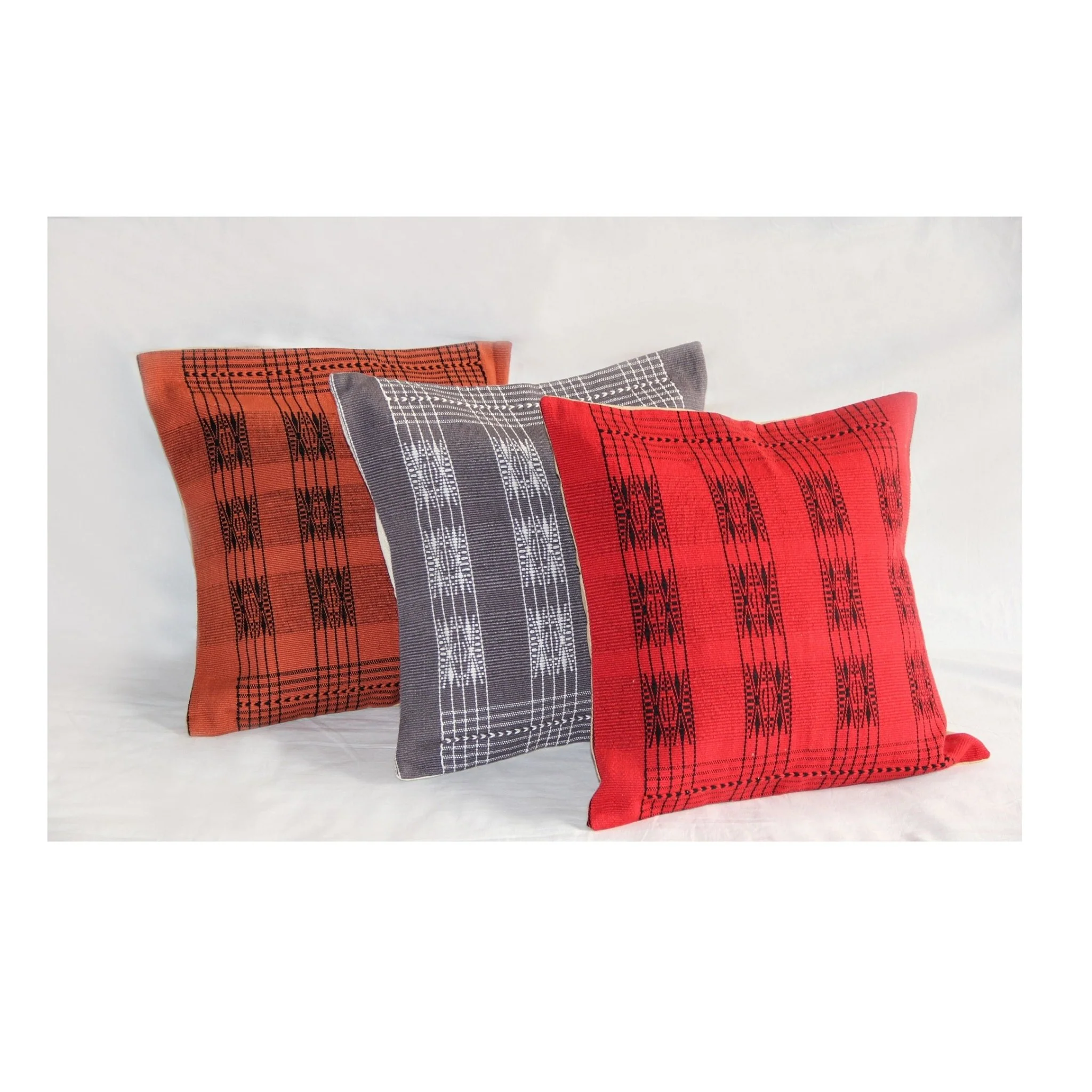 Handwoven Cotton Pamo Grey & White Tribal Cushion Cover - Image 3