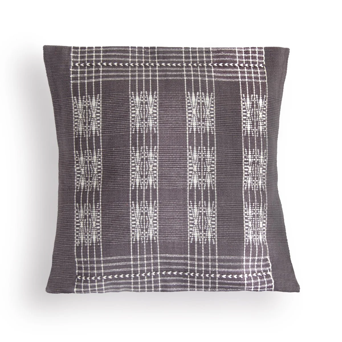 Handwoven Cotton Pamo Grey & White Tribal Cushion Cover - Image 4