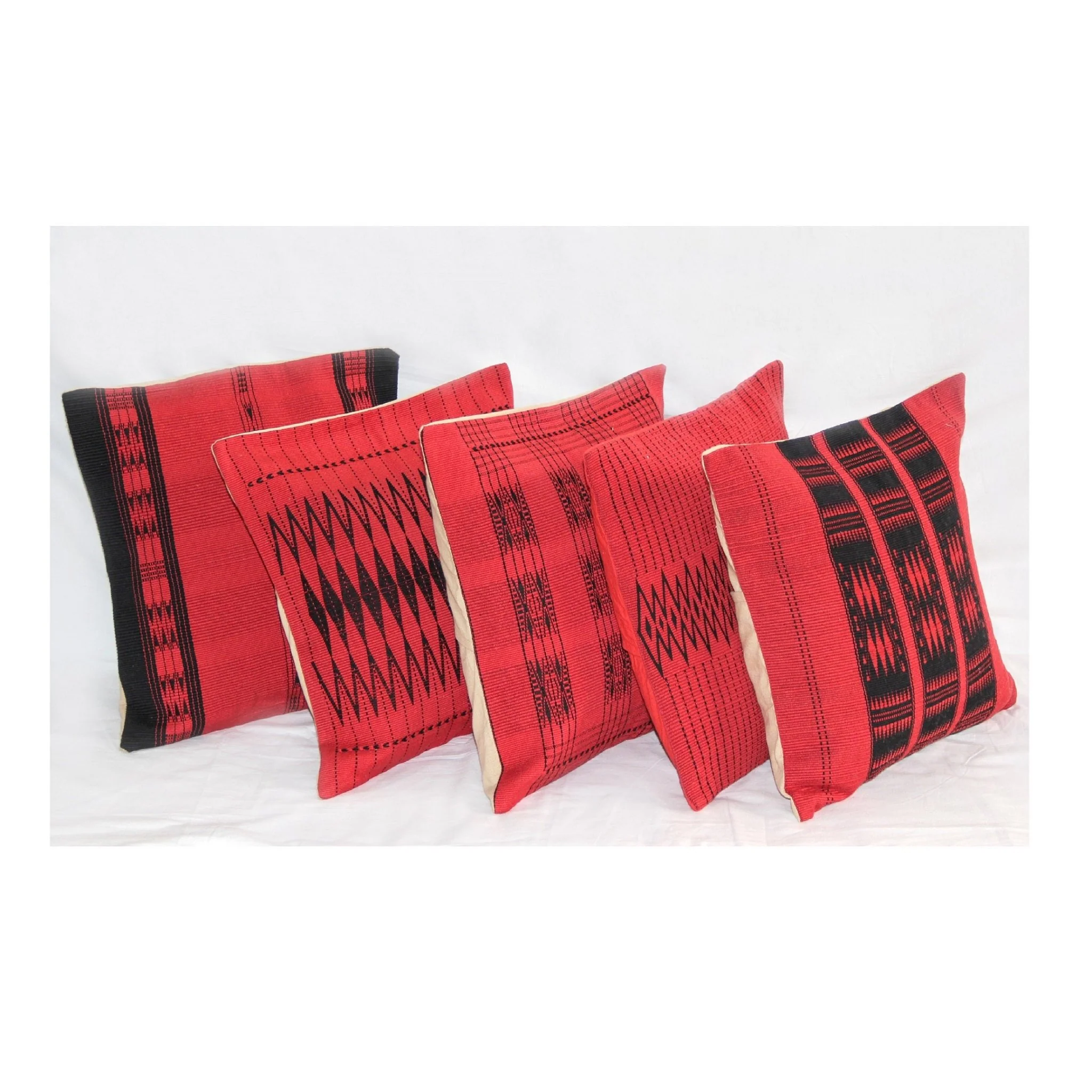 Handwoven Cotton Pamo Red And Black Tribal Cushion Cover - Image 4