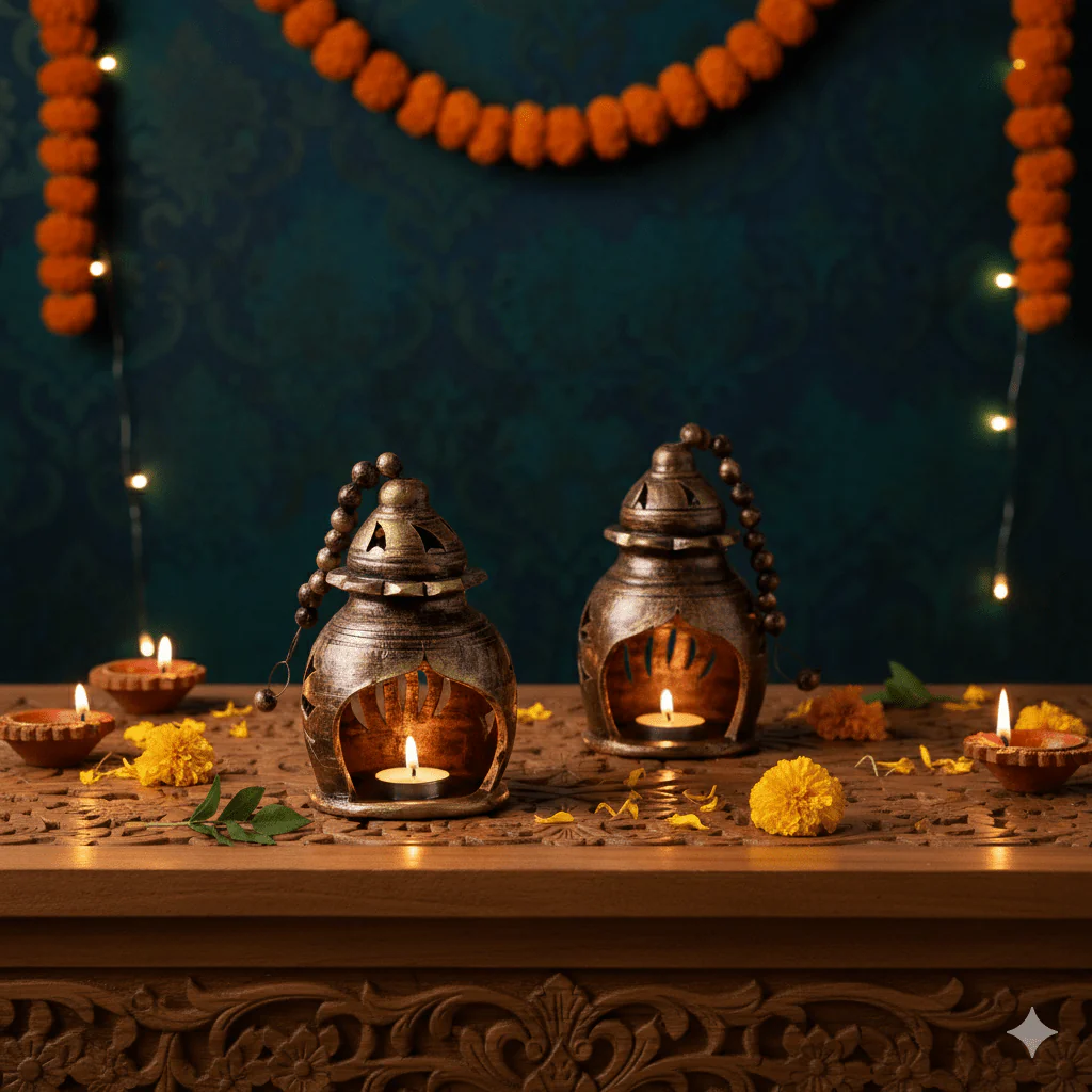 Hanging Nest Set – Artistic Diya Holder Set - Image 2