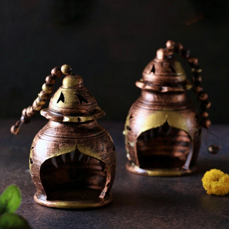 Hanging Nest Set – Artistic Diya Holder Set - Image 3