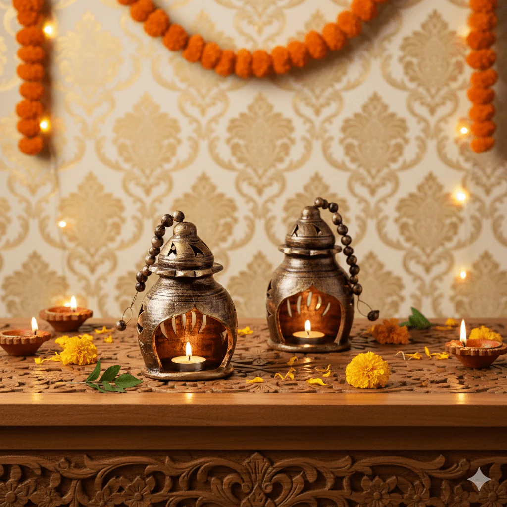 Hanging Nest Set – Artistic Diya Holder Set - Image 4