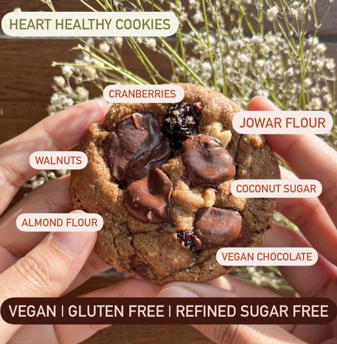 Heart Healthy Cookie | Vegan, Gluten Free, Refined Sugar Free | 6 Pcs - Image 2