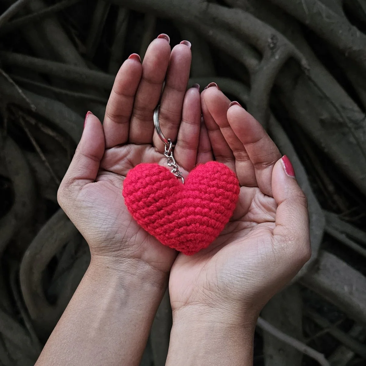 Heart Keychain - Handmade Crochet Charm for Bags & Keys