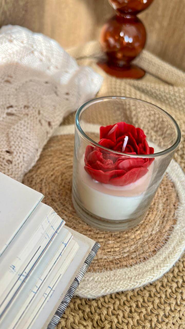 Heart Rose Glass Jar Candle | Handcrafted Romantic Scented Candle - Image 2