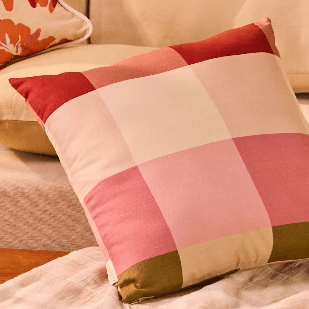 Hearth Plaid Cushion Cover | Handwoven Plaid Cushion In Natural Tones - Image 4