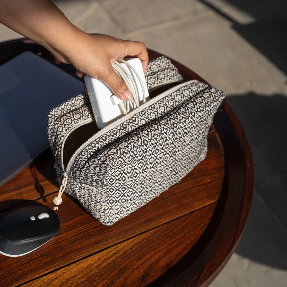Heera Hand-Woven Wide Printed Pouch | Artisan Travel & Utility Pouch