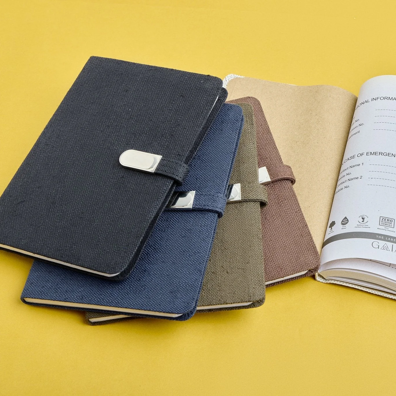 Hemp A5 Diary with Button Flap Closure | Eco-Friendly Handcrafted Note
