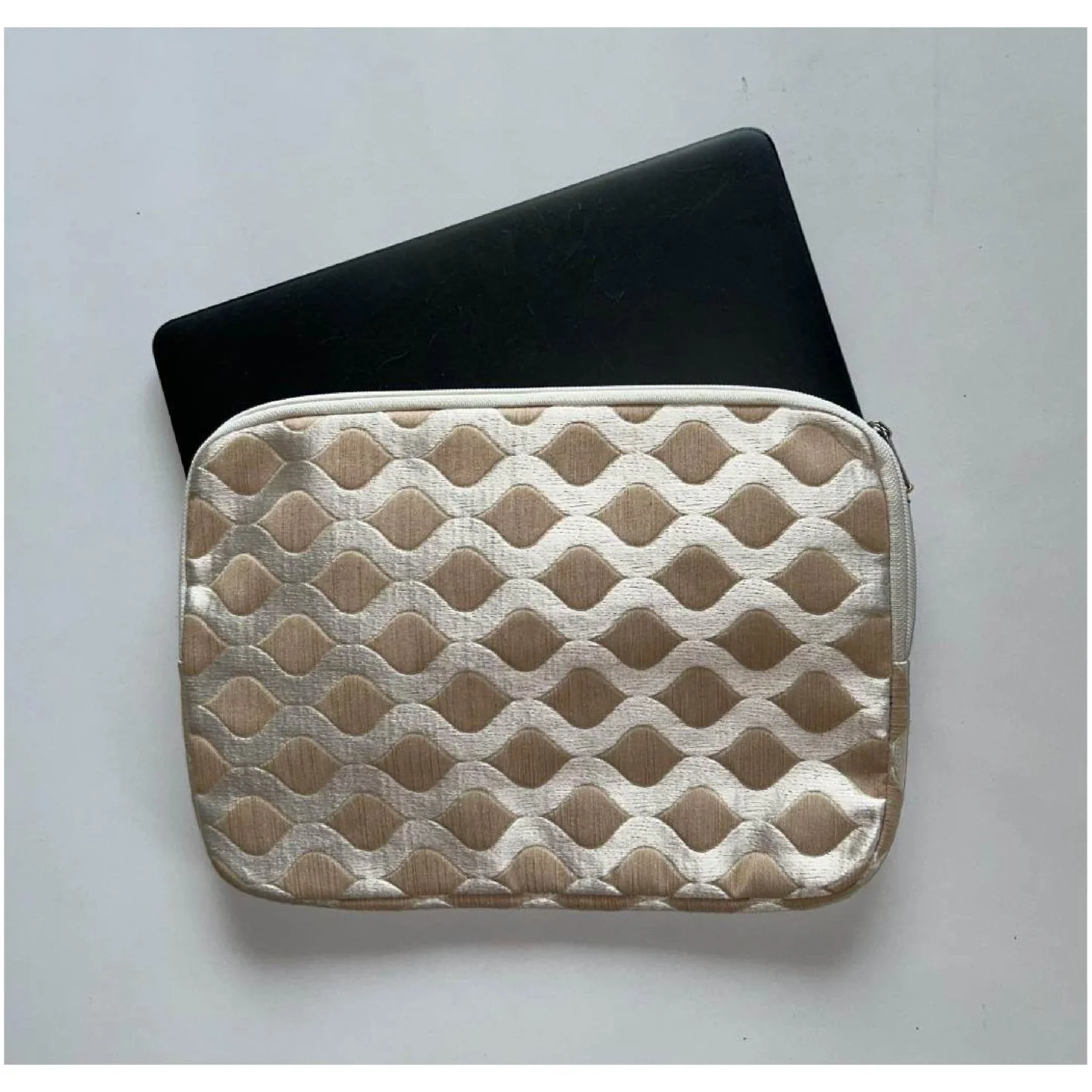 Upcycled Cloth & PU Leather Laptop Sleeve – 13 Inch |Handcrafted Cover - Image 2
