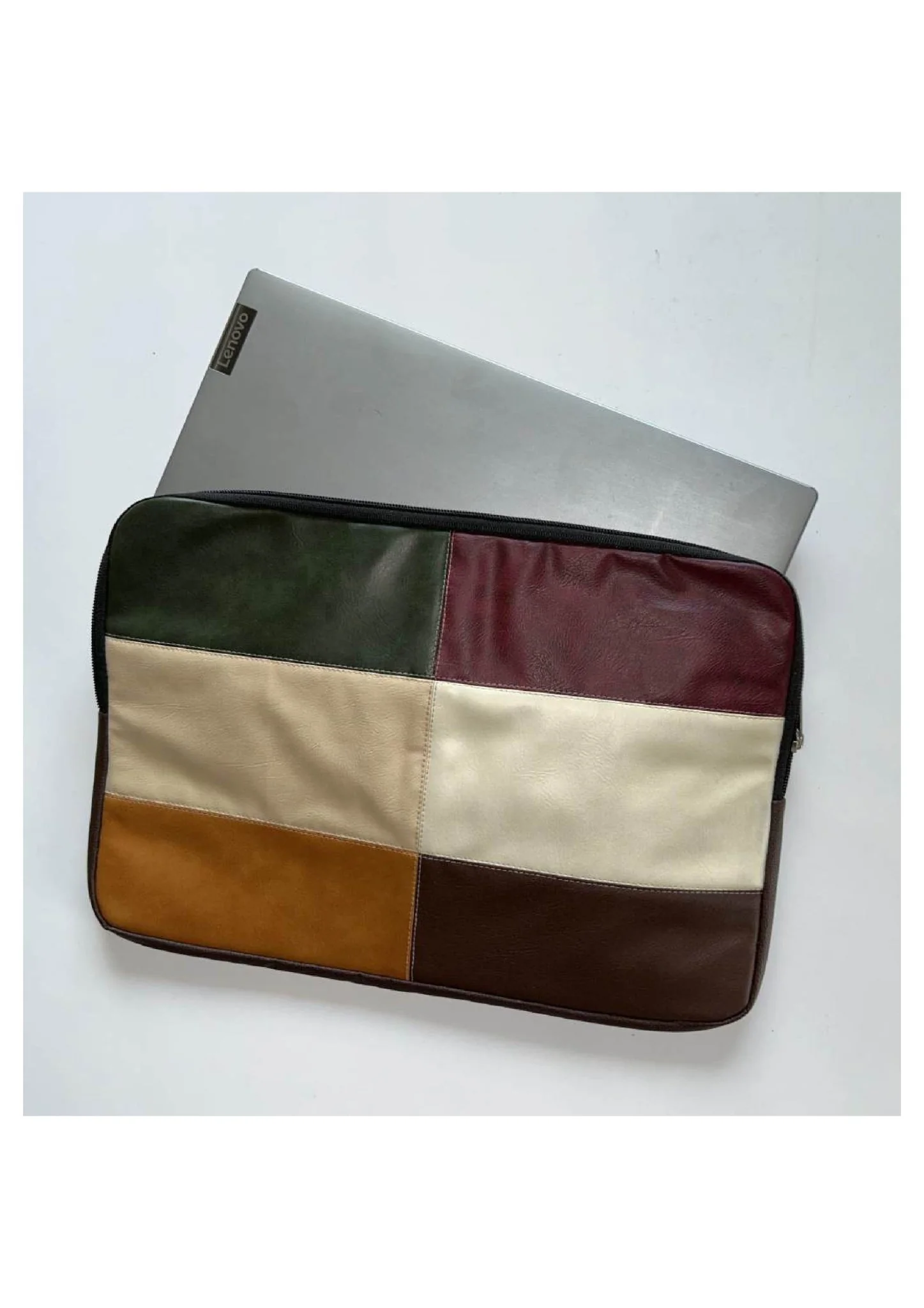 Handcrafted Cloth & PU Leather Laptop Sleeve -15 Inch | Work Essential