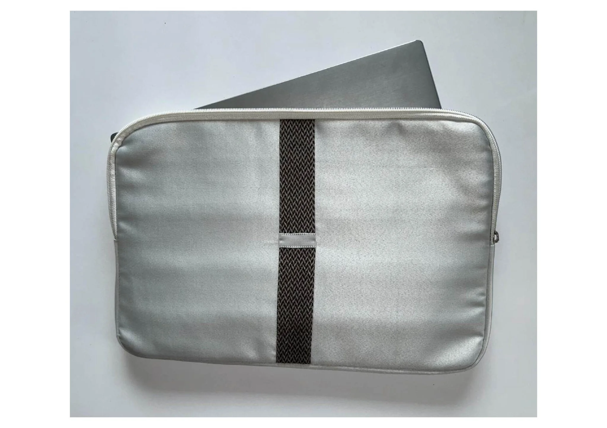 Handcrafted Cloth & PU Leather Laptop Sleeve -15 Inch | Work Essential - Image 2