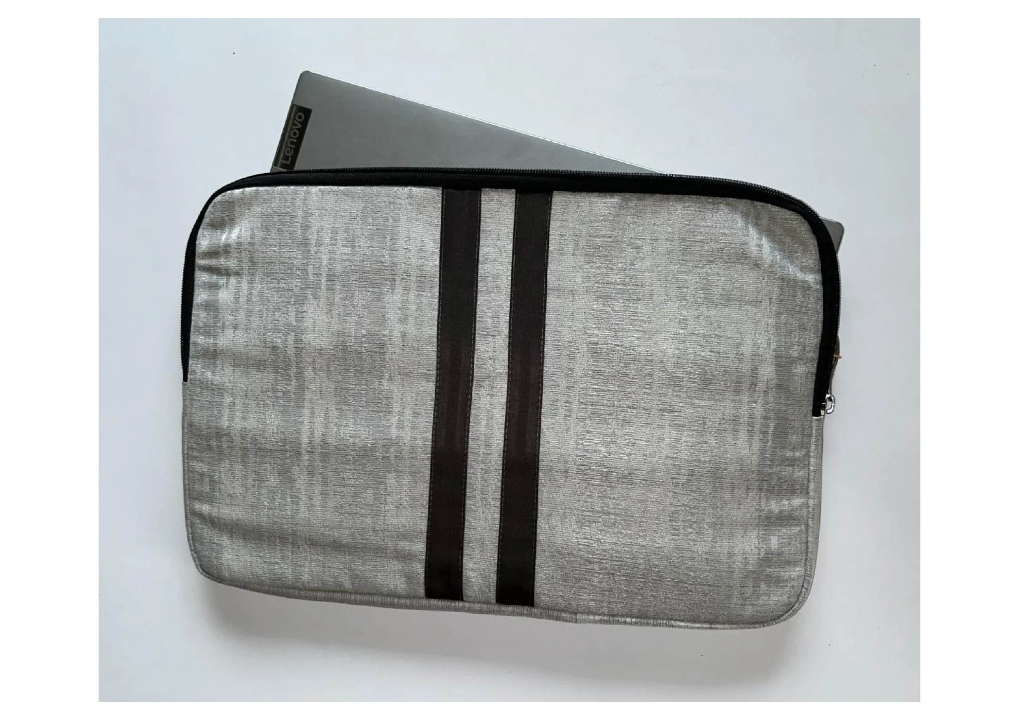 Handcrafted Cloth & PU Leather Laptop Sleeve -15 Inch | Work Essential - Image 6